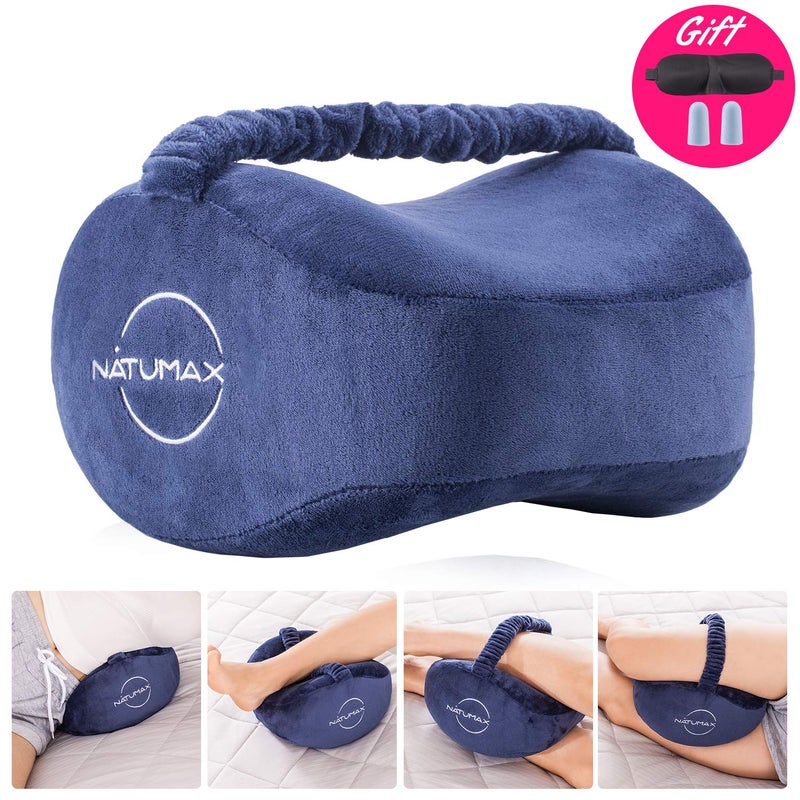NATUMAX وسادة NATUMAX للركبة للذين ينامون على الجانب - تخفيف آلام عرق النسا - آلام الظهر، آلام الساق، الحمل، آلام الورك والمفاصل وسادة ساق من رغوة الذاكرة (وسادة + قناع نوم وسدادات أذن) - Image 5